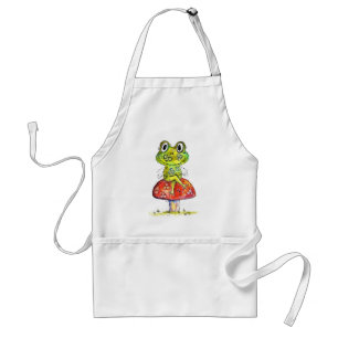 Tablier Cute Grenouille verte Whimsical sur Toadstool