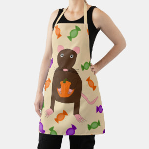 Tablier Cute Halloween Rat et Citrouille