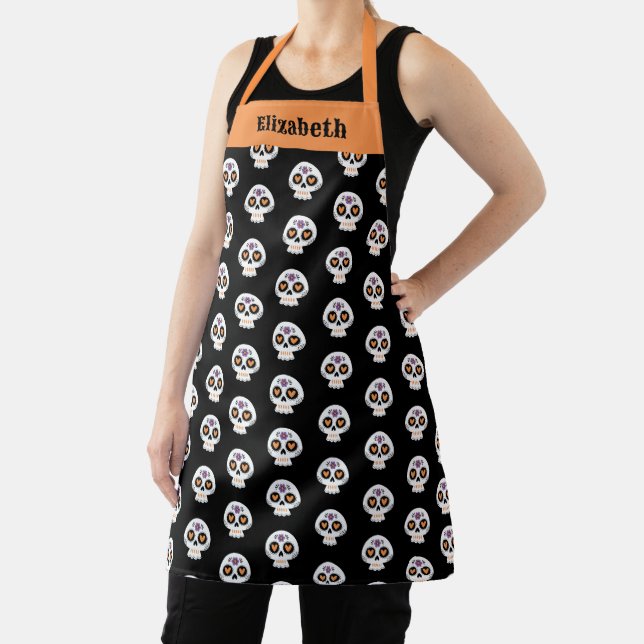 Tablier Cute Halloween Sugar Skull Pattern (Insitu)