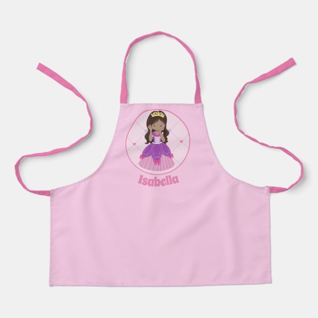Tablier Cute Hispanique Princesse fille rose Personnalisé  (Recto)