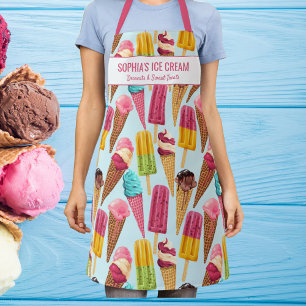 Tablier Cute Ice Cream Cone Popsicle Texte Personnalisé E