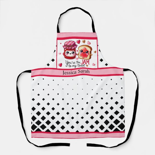 Tablier Cute Kawaii confiture et pain grillé (Recto)