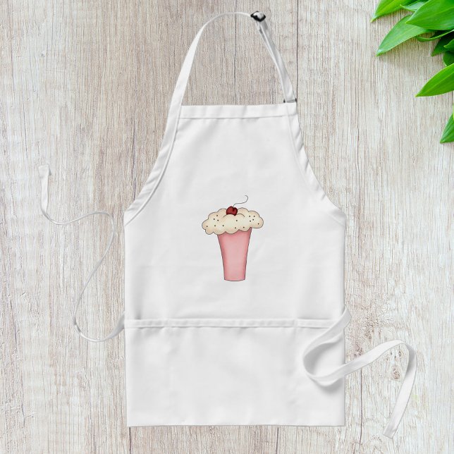Tablier Cute Kawaii Cupcake Milkshake avec cerise (Créateur téléchargé)