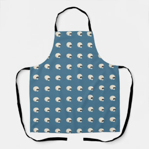 Tablier Cute Kawaii Halloween Crâne Pois bleu pâle