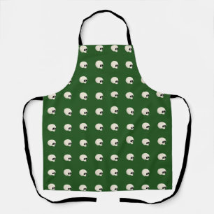 Tablier Cute Kawaii Halloween Crâne Pois vert foncé