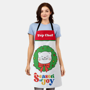 Tablier Cute Kawaii Kitty Chat Noël saison de la joie