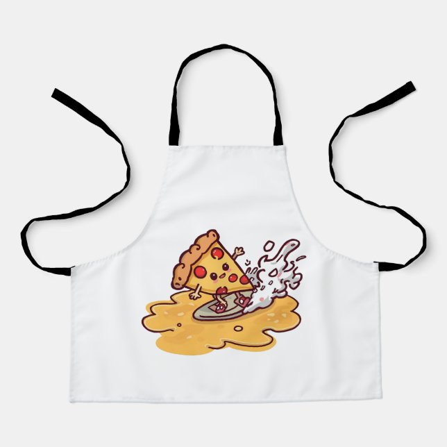 Tablier Cute Kawaii Pizza Apron Funny cheesy kitchen apron (Recto)