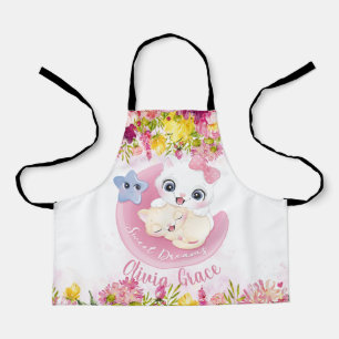 Tablier Cute Kitten Friends Blush Rose Flowers Personnalis