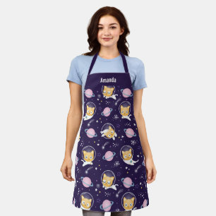 Tablier Cute Kitty Chat Astronauts Motif