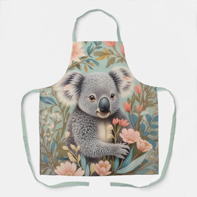 Tablier Cute Koala Elegant Pastel Floral (Recto)