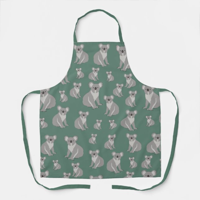 Tablier Cute Koala Eucalyptus Motif vert (Recto)