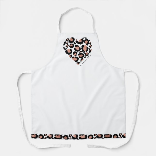 Tablier Cute Leopard Cheetah Motif Nom du coeur (Recto)