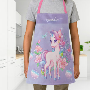 Tablier Cute Magique Unicorne Floral Ballons Personnalisé