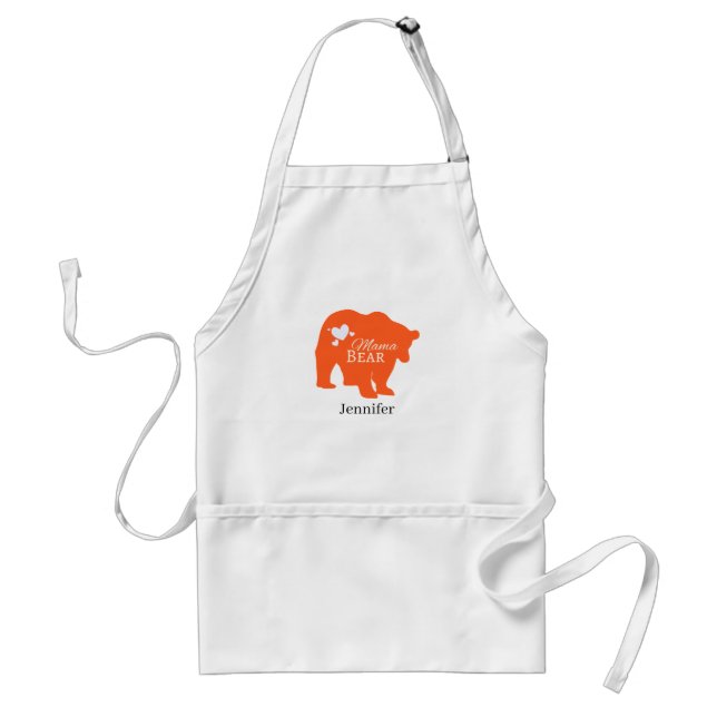 Tablier Cute Mama Ours Coeurs Blanc Personnalisé (Devant)