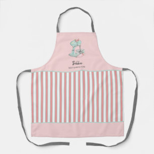 Tablier Cute mélangeur de gâteau rose et blanc rayures b