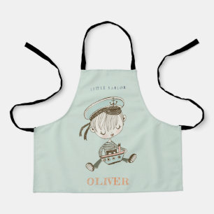 Tablier Cute Modern Aqua Blue Boys Little Sailor Nautical