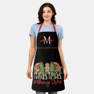 Tablier Cute Monogramme Baking Christmas Crew Apron