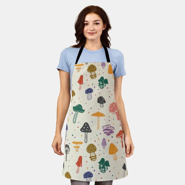 Tablier Cute Motif de champignons Moderne Style tendance (Porté)