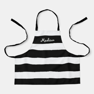Tablier Cute Noir et Blanc rayé Enfants Personnalisé