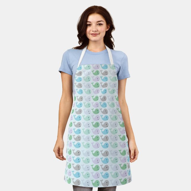 Tablier Cute Pastel Whales Motif (Porté)