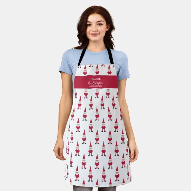 Tablier Cute Père Noël Gnome Holiday Baking Crew Monogramm (Porté)