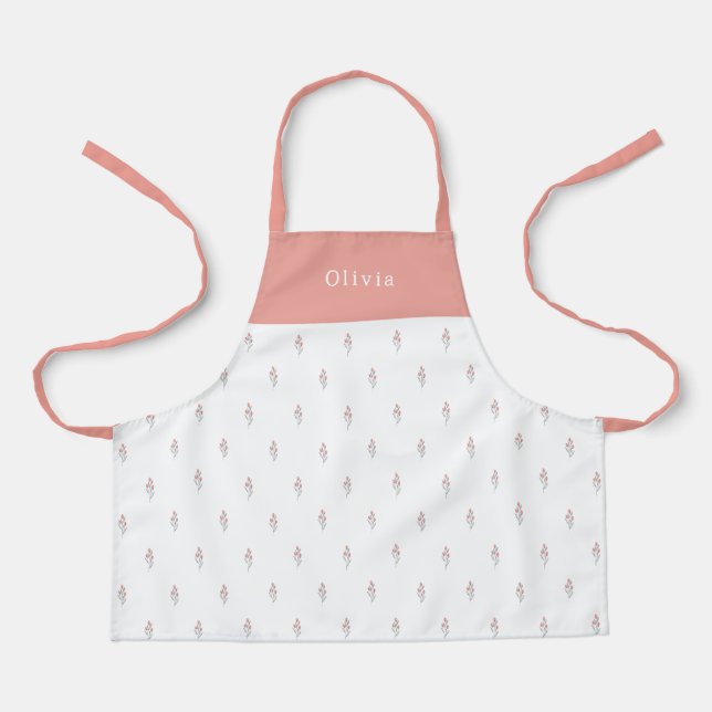 Tablier Cute Personalised Floral Botanical Pattern Apron (Recto)