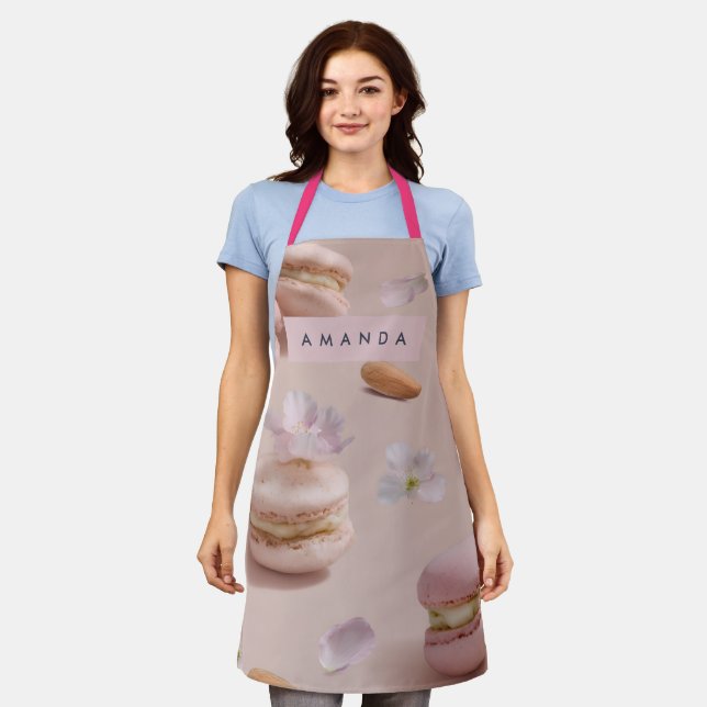 Tablier Cute personnalisée Pastel Macaron Fleur aux amande (Porté)
