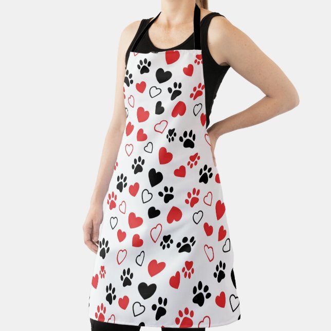Tablier Cute Pet Paw Print and Heart Pattern Kitchen Apron (Insitu)