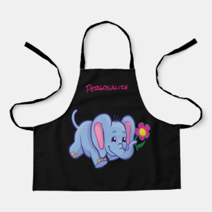 Tablier Cute petit bébé Eléphant Flower Personnalisé