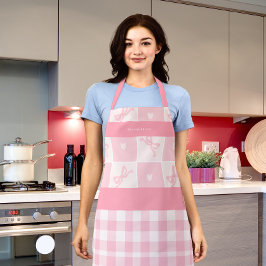 Tablier Cute Pink Bows and Coquette Grace Trendy Apron