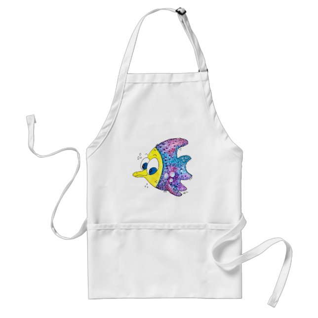 Tablier Cute poisson blanc coloré (Devant)