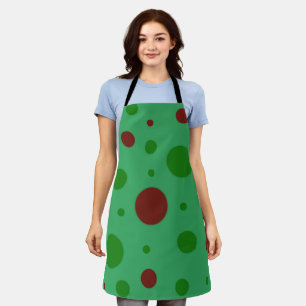 Tablier Cute polka point Noël Rouge Vert motif