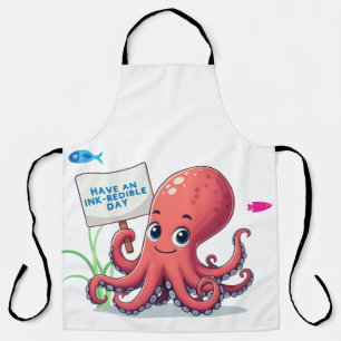 Tablier Cute, poulpe caricaturale avec poisson