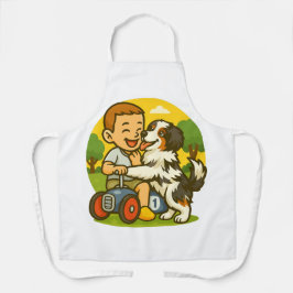 Tablier Cute Puppy and Kid Playtime
