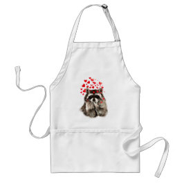 Tablier Cute Raccoon souffler Baisers Amour Coeurs