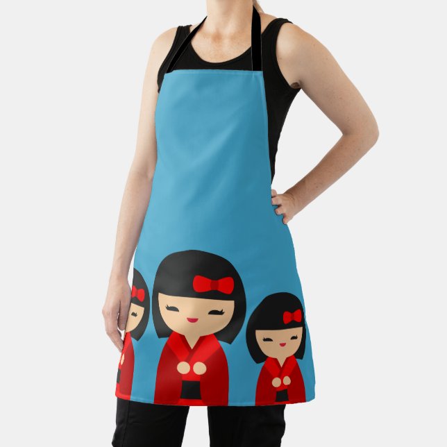 Tablier Cute Red Kokeshi poupées japonaises (Insitu)