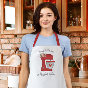 Tablier Cute Rouge Noël Floral Boulangerie Mélangeur de gâ