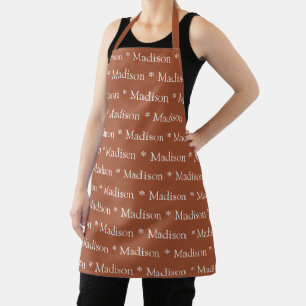 Tablier Cute terre cuite nom personnalisé texte monogramme