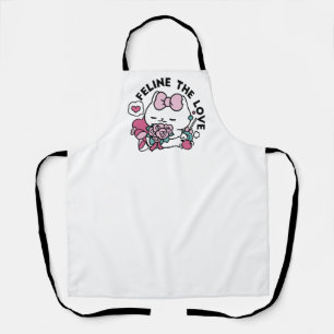 Tablier Cute Valentine's Cat Design - Feline the Love
