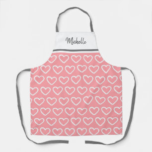 Tablier Cute Valentines Rose White Heart Nom du Motif