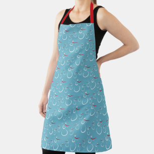 Tablier Cyan Red Cute Snowman Famille Motif