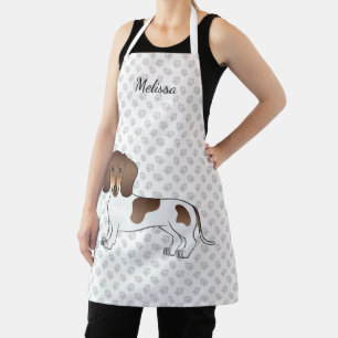 Tablier Dachshund à poil court chocolat et tan pied & Nom