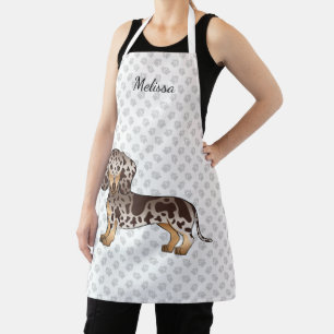 Tablier Dachshund à poil court chocolat et tan tacheté & N