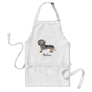 Tablier Dachshund à poil court panaché noir et feu & Nom