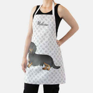 Tablier Dachshund à poil long noir et feu Cartoon Chien &