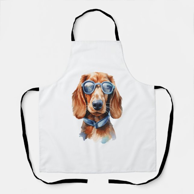 Tablier Dachshund avec des lunettes de soleil  (Recto)