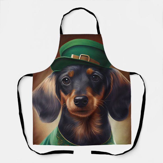 Tablier Dachshund Dog en tenue de la Saint Patrick (Recto)