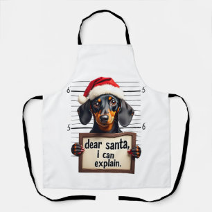 Tablier Dachshund drôle de Noël Cher Santa Je peux expliqu