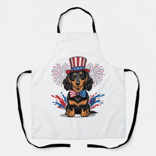 Tablier Dachshund patriotique feux d'artifice art vectorie
