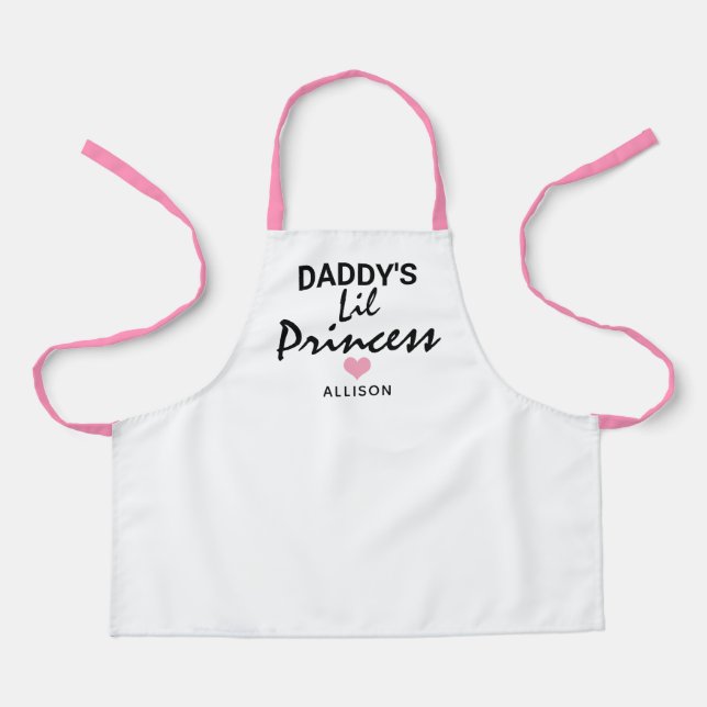 Tablier Daddy's Lil Princess Pink Heart Valentines Nom (Recto)